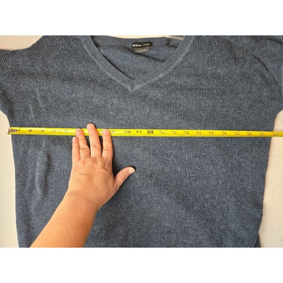 Prana Blue Milani Organic Cotton Wool Blend V-Neck Sweater L - Picture 5 of 6